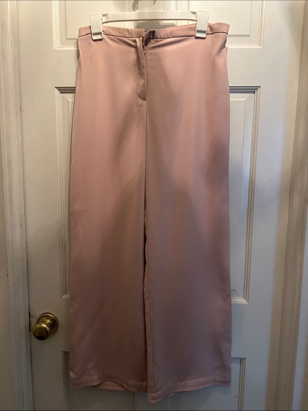 Zara Blush Wide-Leg Satin Pants